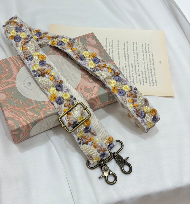 【長さ調整可能！】インド刺繍リボン ショルダー(A71-10)④