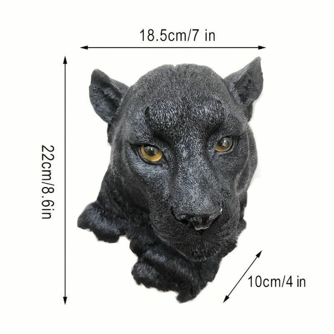 ヒョウ 黒ヒョウ 頭 彫刻 ウォールアート 豹 動物 樹脂装飾 壁掛け