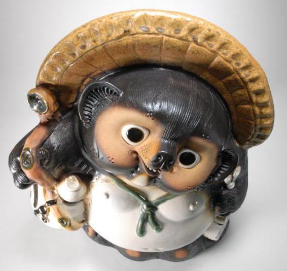 福狸 古信楽風 10号 （信楽焼き・陶器・たぬき・タヌキ・置物・B078-07