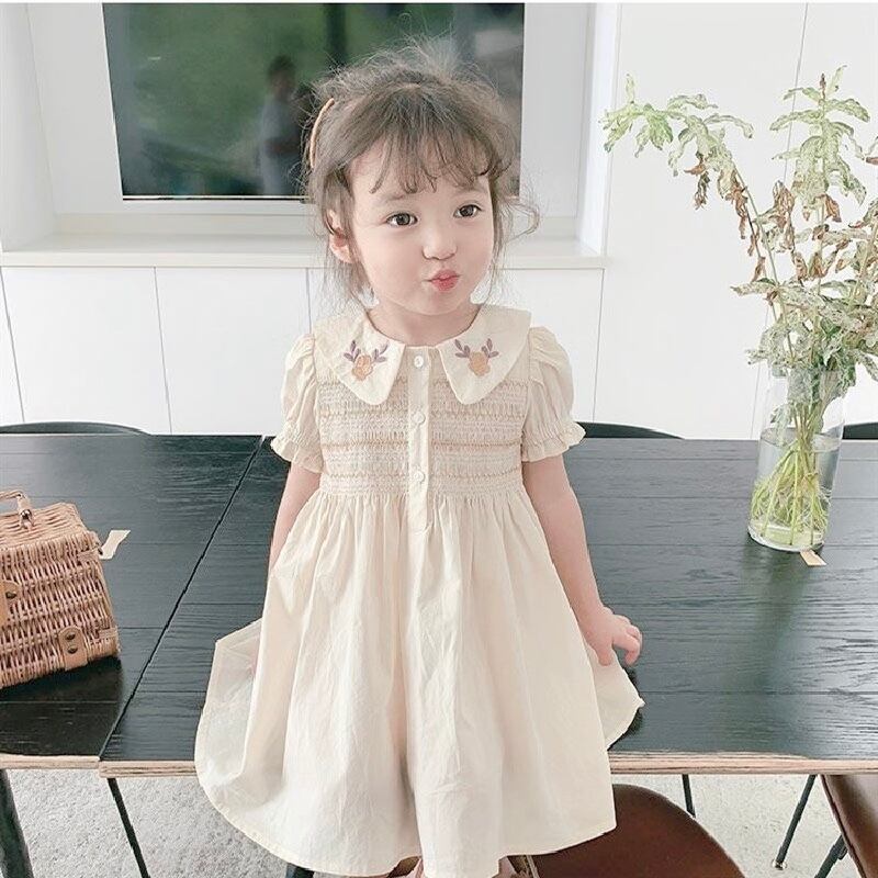 新品 ワンピース ナチュラル 海外子供服 パフスリーブ 女の子 人気アイテム