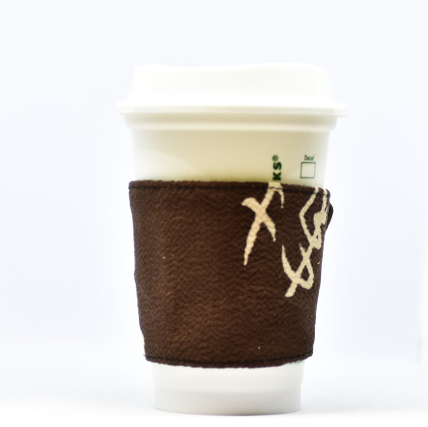 帯 カップスリーブ コーヒースリーブ リメイク 日本製 ブラウン 漢字 - cup sleeve