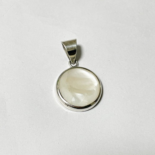 Old 925 Silver MOP Round Pendant Top Made In Mexico