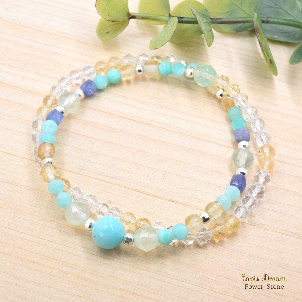 勇気や希望を与え、願望を叶えるお守り | アマゾナイト、プレナイトのパワーストーン ブレスレット
