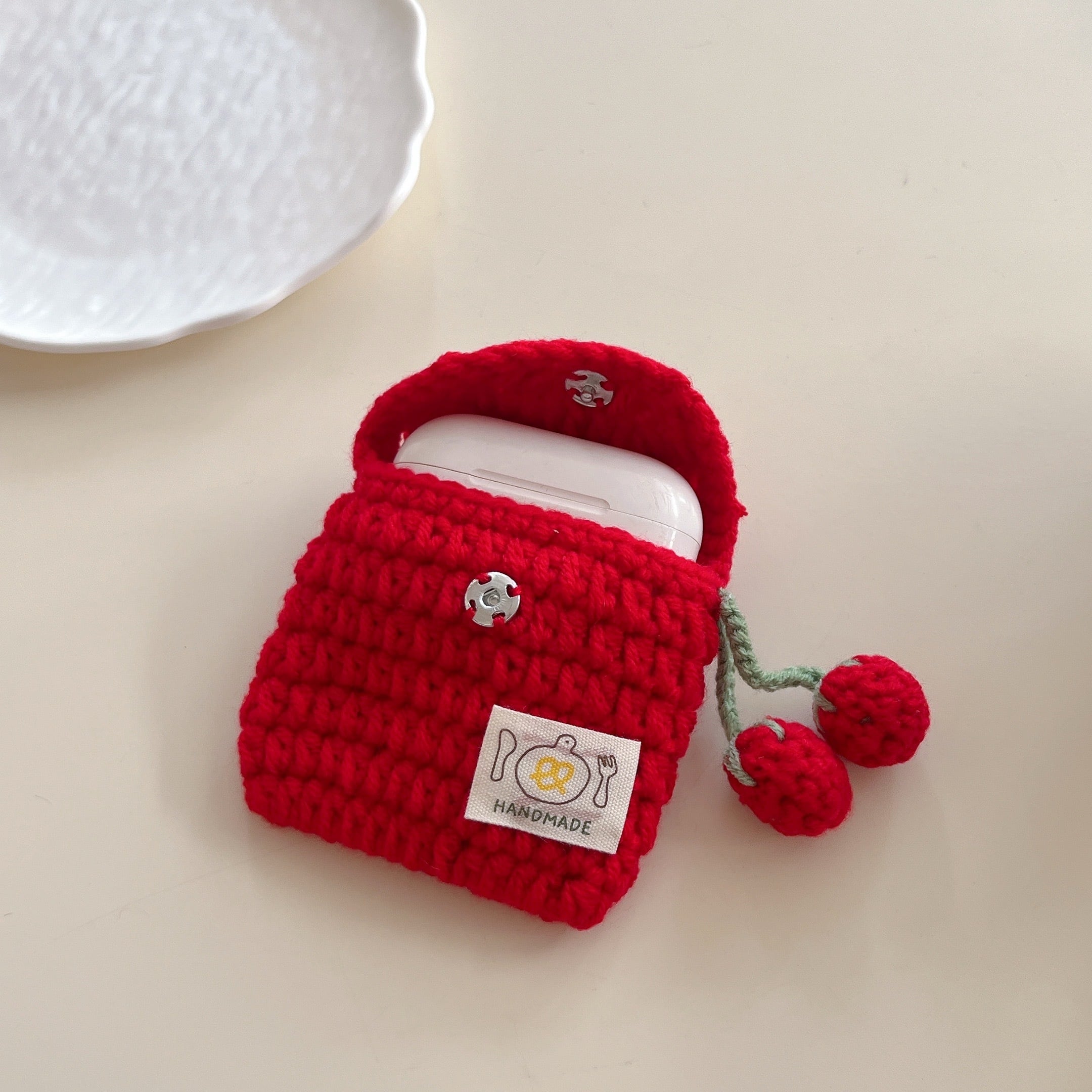 編みいちご airpods pro3 収納ポーチ 可愛い airpods4 ミニポーチ