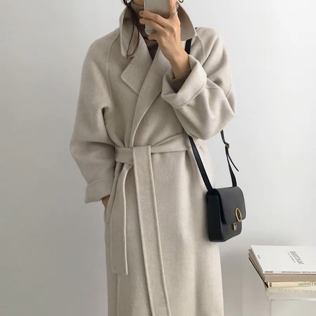 Single collar simple long coat【L22AW0031】