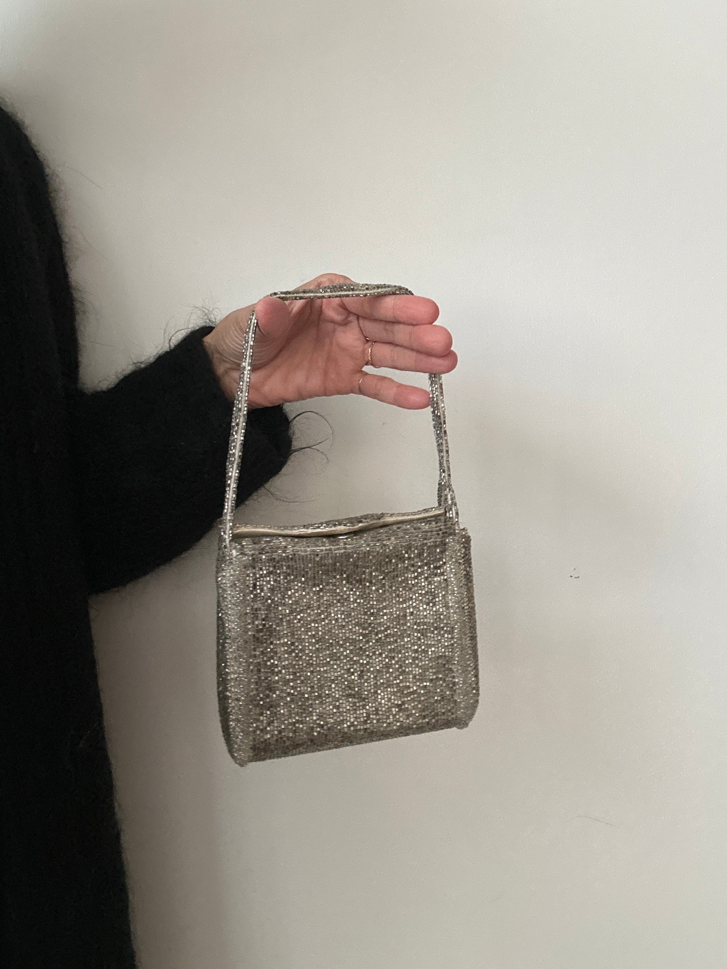Vintage silver box ビーズバッグ