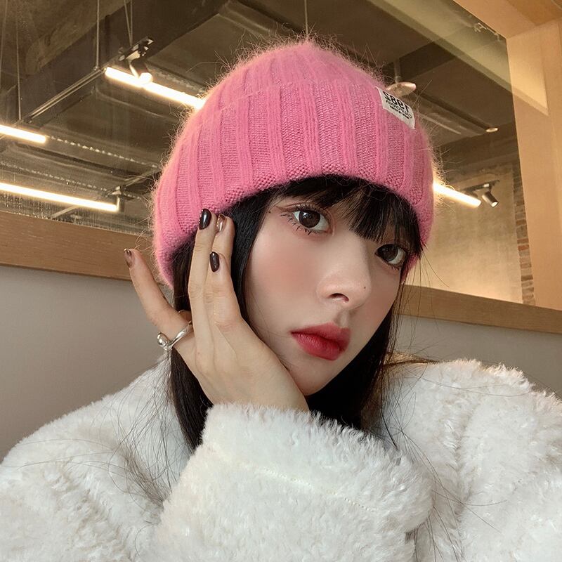 オータムウィンターカラーファーニットウール 帽子 秋物 冬物 ピュア ブラック・アイド・ピーズ87229076804