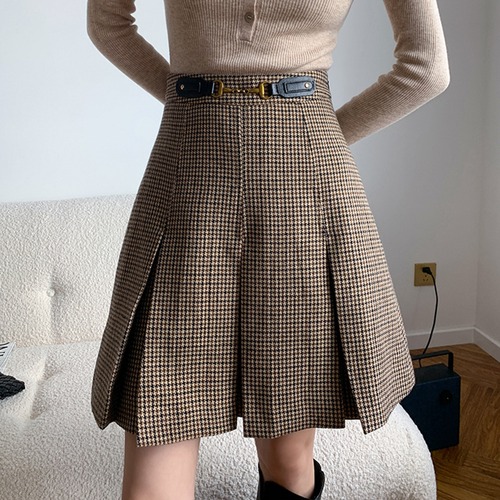予約*medium check skirt
