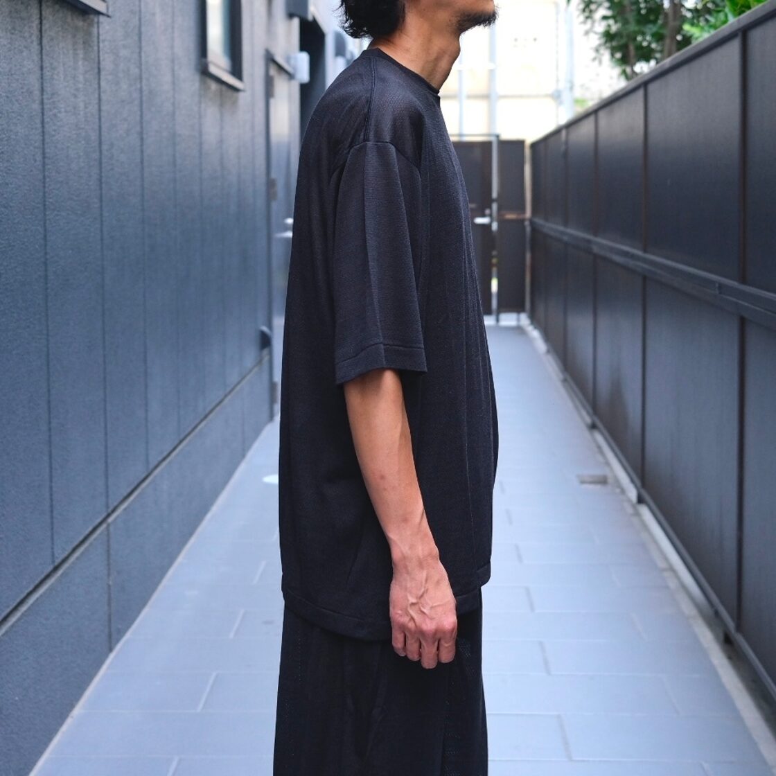 COMOLI(コモリ) /ウールメッシュ半袖Tシャツ -CHARCOAL-(B01-05032 