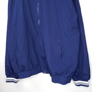 00s　アディダス　フルジップ　ナイロン　ジャケット　刺繍ロゴ　総メッシュ　紺