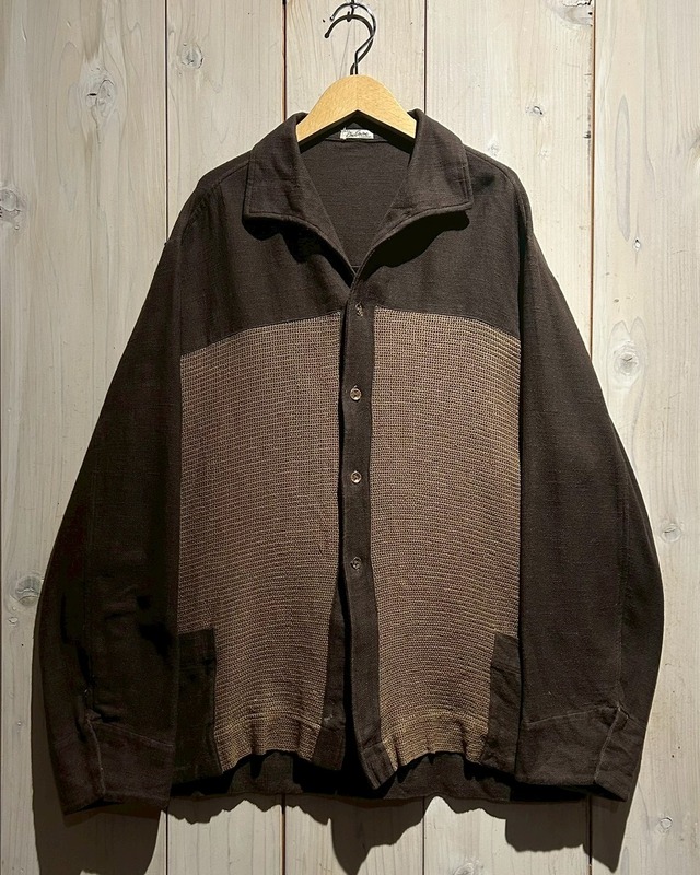 【a.k.a.C.a.k.a vintage】50's~60's EURO Switching Design Vintage L/S Open Collar Shirt Jacket
