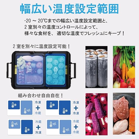 フィリップス 車載冷蔵庫 37L -22℃~20℃ ポータブル冷蔵庫 2室独立 同時