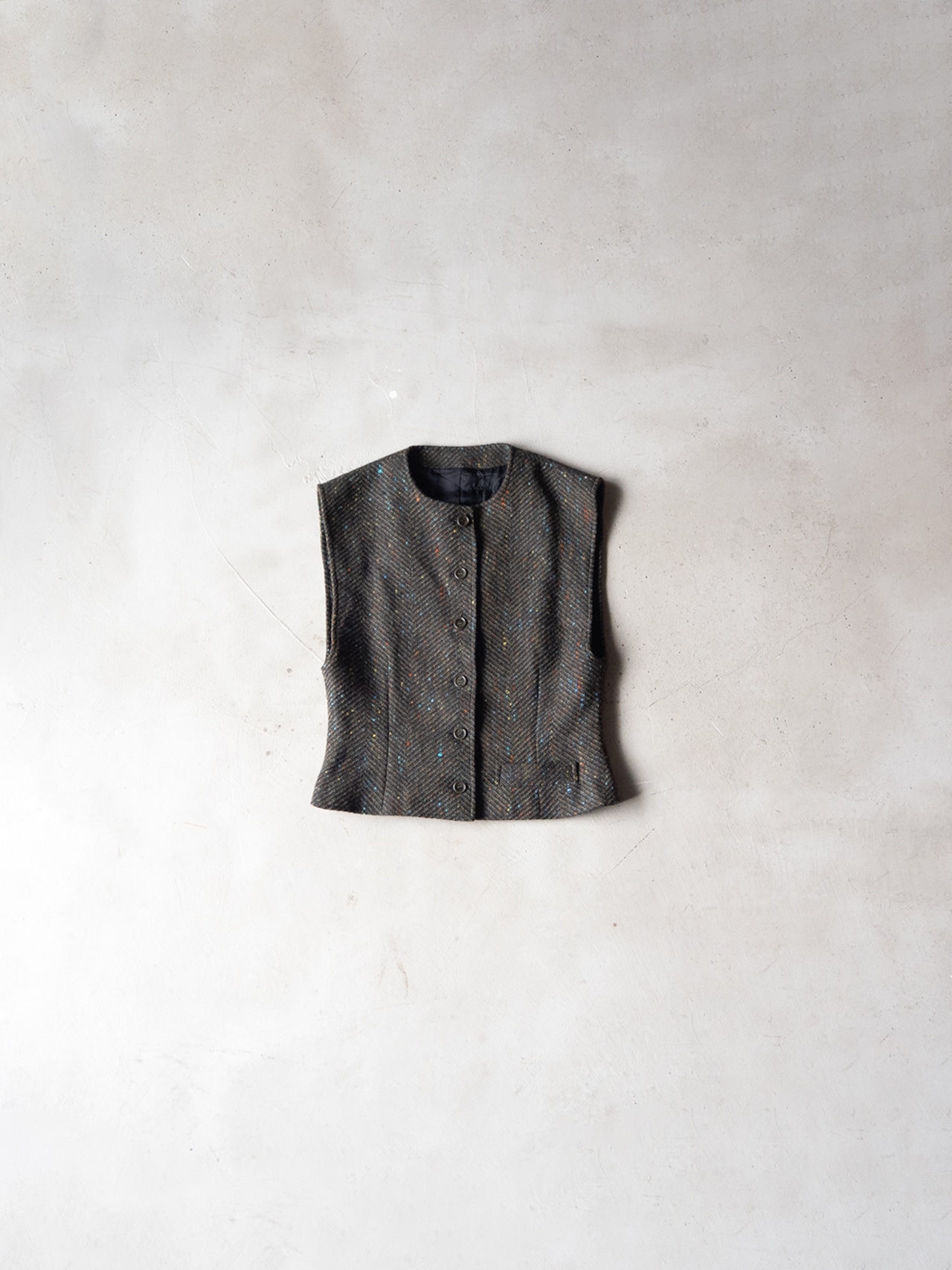 unknown used Tweed crew-neck vest