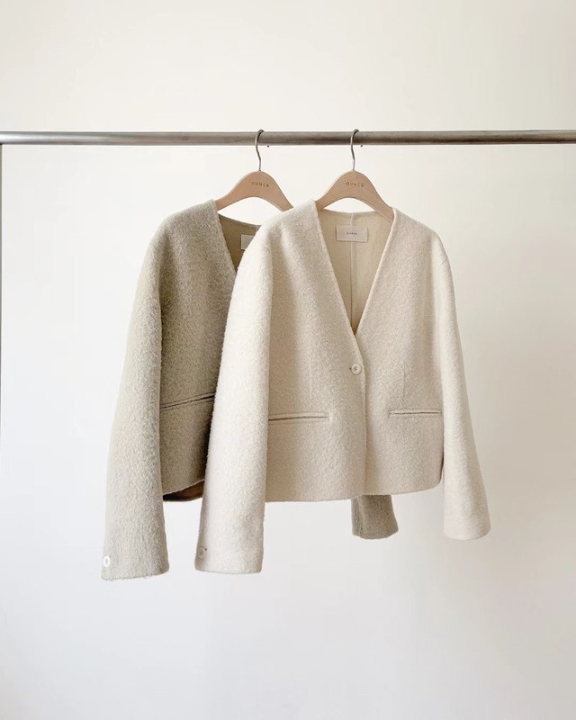 (OUNCE) HM babyalpaca nocollar short jacket / 2color