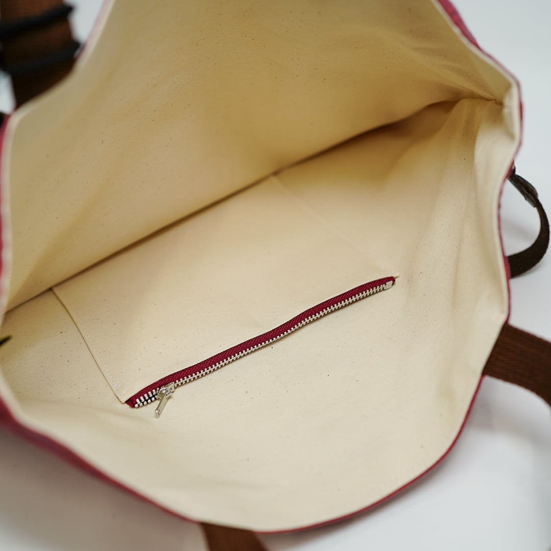 京友禅✕伊勢木綿　2ｗａｙトートバッグ　赤（鷲見染工㈱）