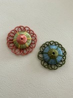 HOULES ウレス社 ロゼッタ ピンク×イエローグリーン/カーキ×ライトブルー 廃盤 カルトナージュ お茶箱 デコレーション材