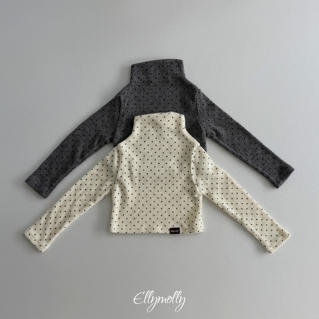dot brushed mock turtleneck tee【ELLYMOLLY】※11月下旬〜12月上旬発送予定