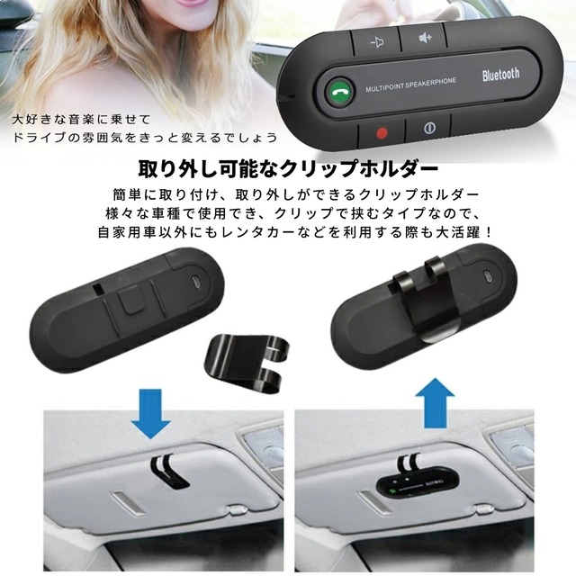 車内で通話もアプリ音声も Bluetoothクリップ式ワンタッチハンズフリースピーカーito Dlyx031 携帯電話用bluetoothハンズフリースピーカーフォン ワイヤレスカースピーカー Adherashoes Com