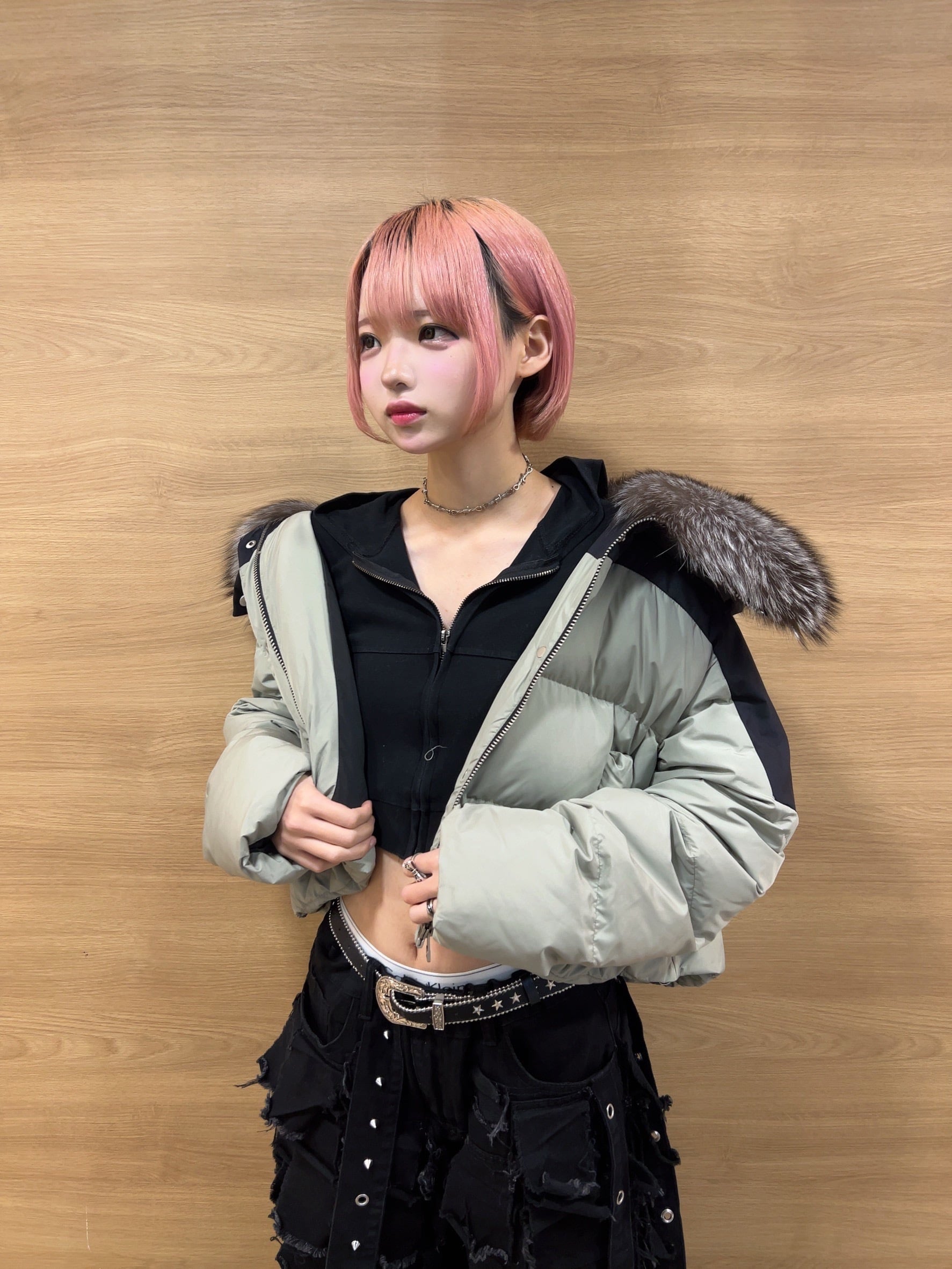 ショートファーダウンジャケット Y2K | 韓国系ユニセックスTHICC