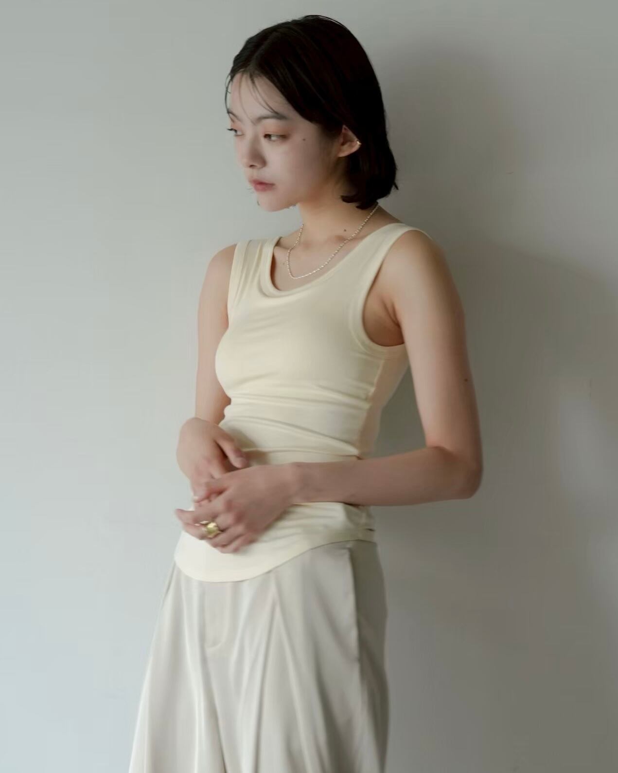 quui 2way gather blouse【cream】完売品 quui 2way gather blouse【cream】完売品