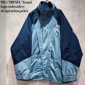 90's"DIESEL"brand logo embroidery design nylon jacket