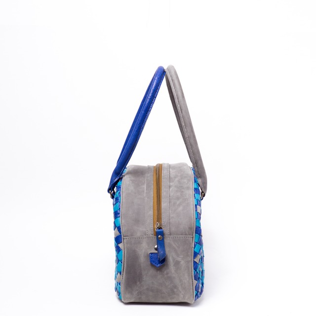 プレーンウィーブレザートート / Gray&Blue
