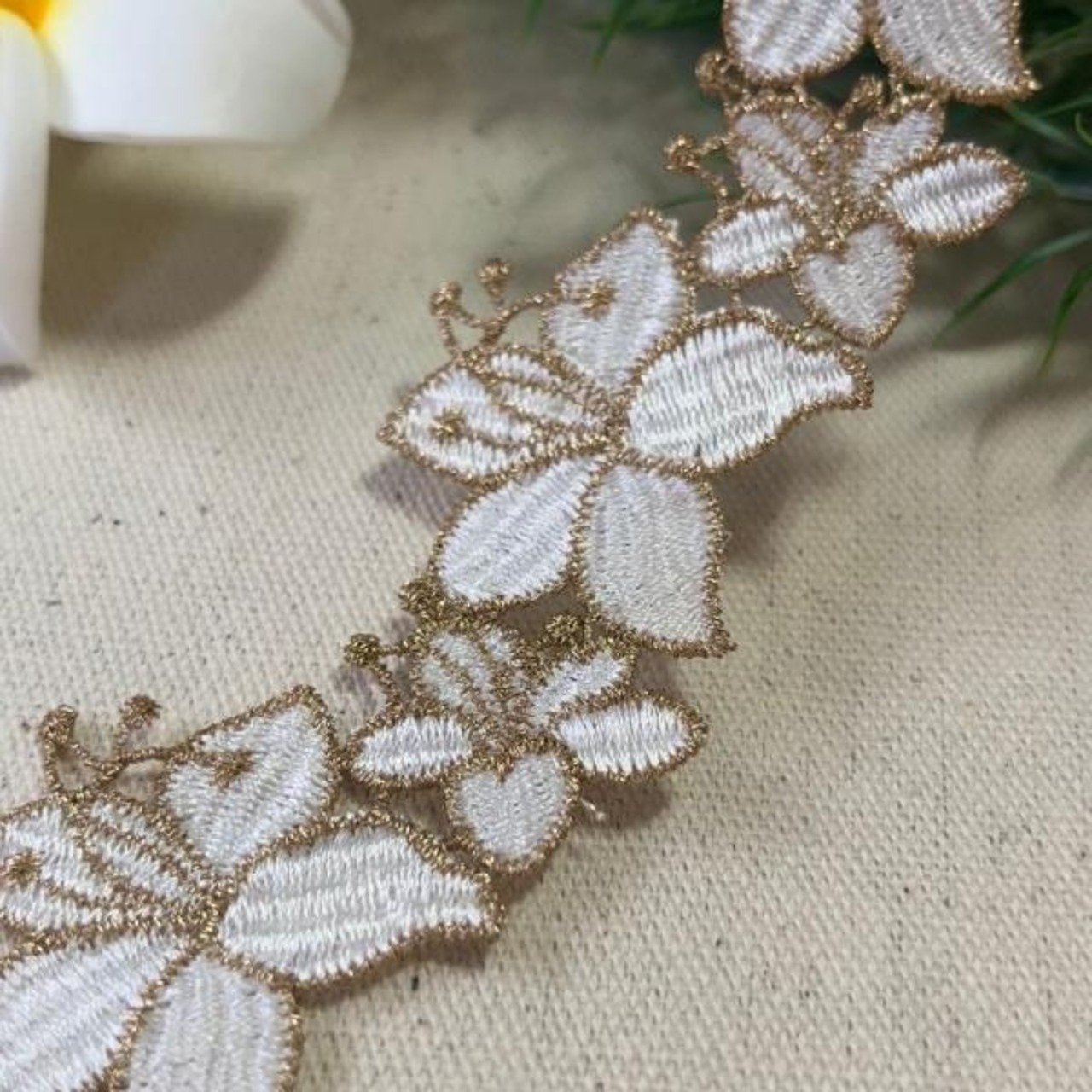 【50センチ】ハイビスカス/ハワイアン/刺繍リボンテープ/レース