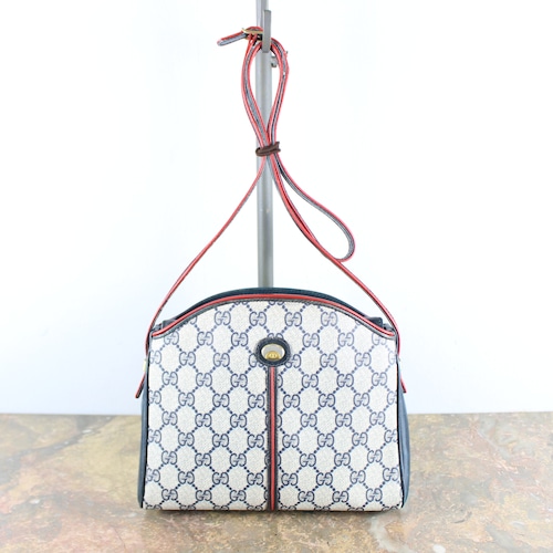 ◎.OLD GUCCI GG PATTERNED SPIPING LINE LOGO SHOULDER BAG MADE IN ITALY/オールドグッチGG柄パイピングラインロゴショルダーバッグ2000000048321