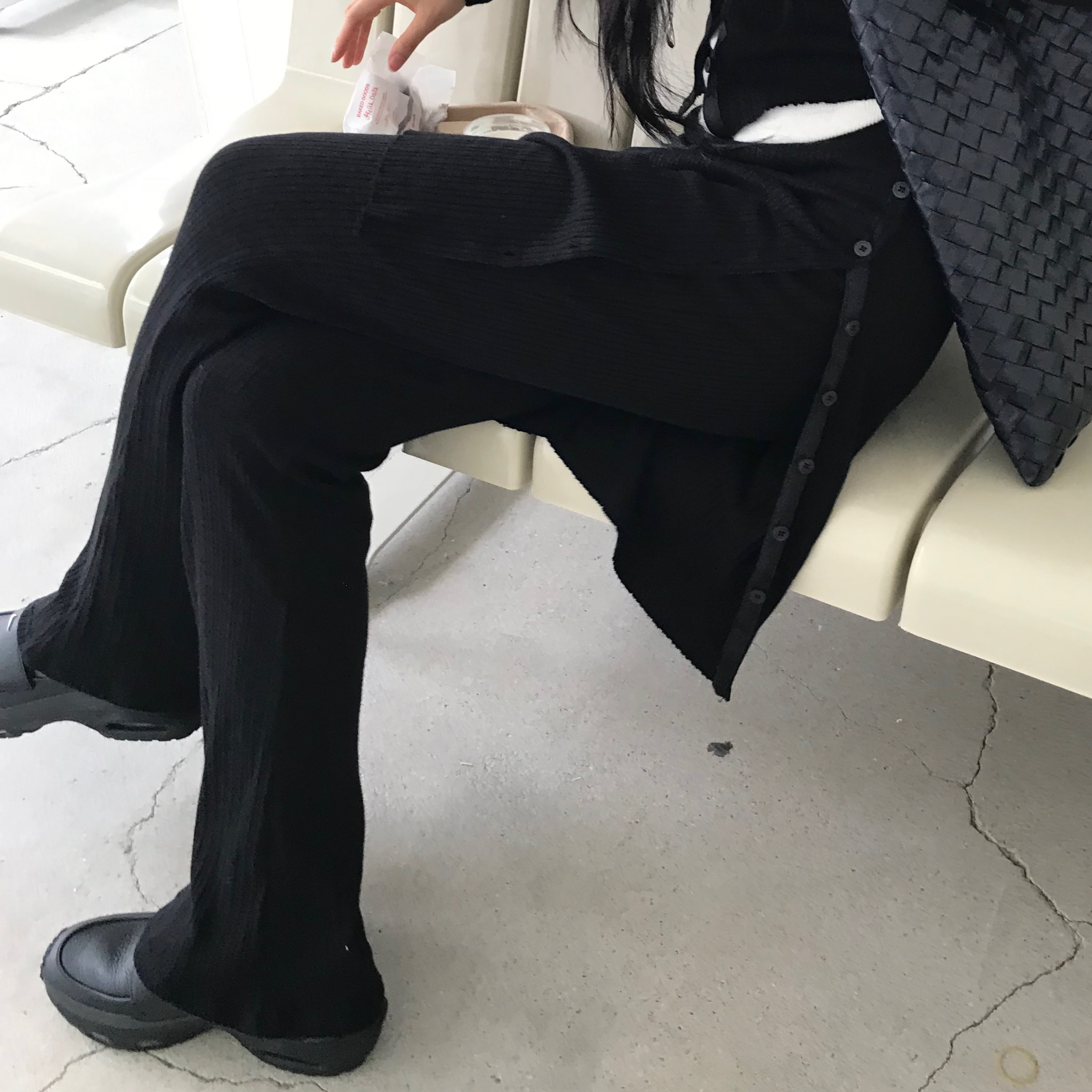 【予約】rib knit flare pants/2color