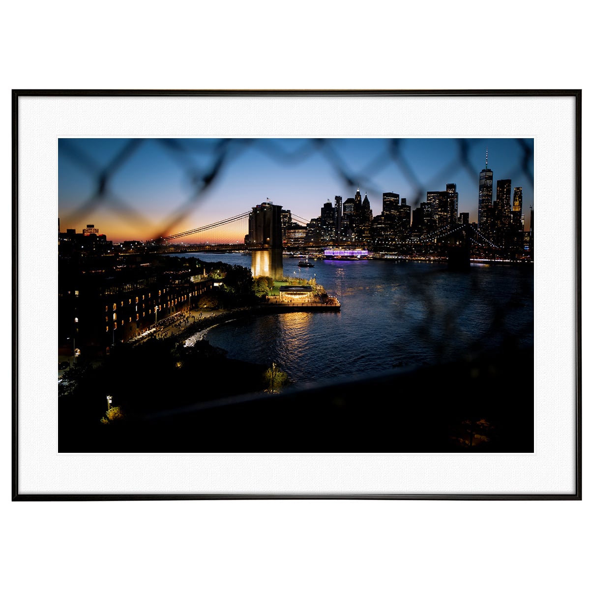 夜景写真 アメリカ マンハッタンの夜景 インテリアアートポスター額装 AS1277