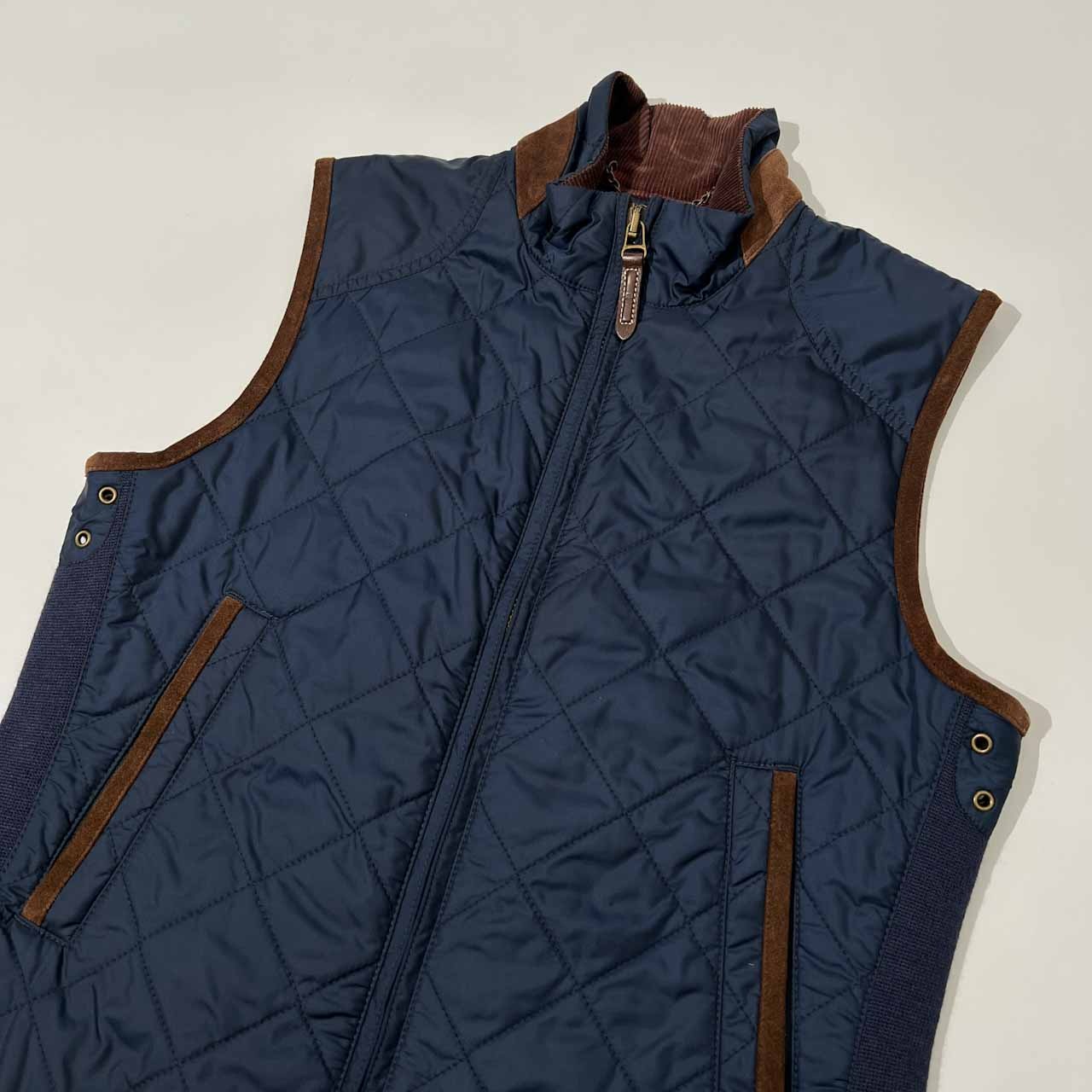 RALPH LAUREN ラルフローレン ダブルジップ キルティング ライトベスト 11 /ネイビー/レディース/部分レザー