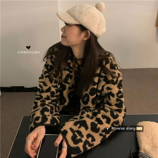 レオパードプリント柄ジャケット レディースオータムウィンタールーズトップス 秋物 冬物 モンロー39180456684