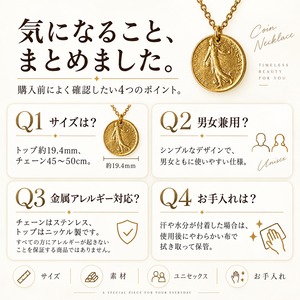 フランスハーフフランコインネックレス ゴールド