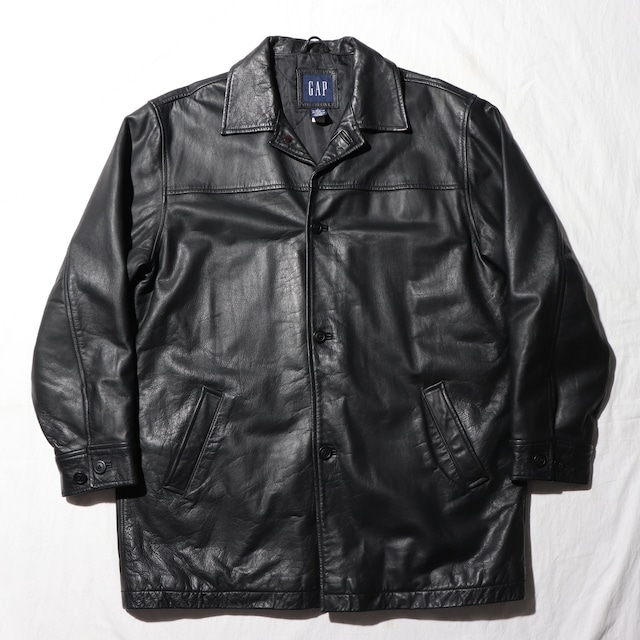 極美品 L OLD GAP 90s レザーカーコート オールドギャップ 黒  