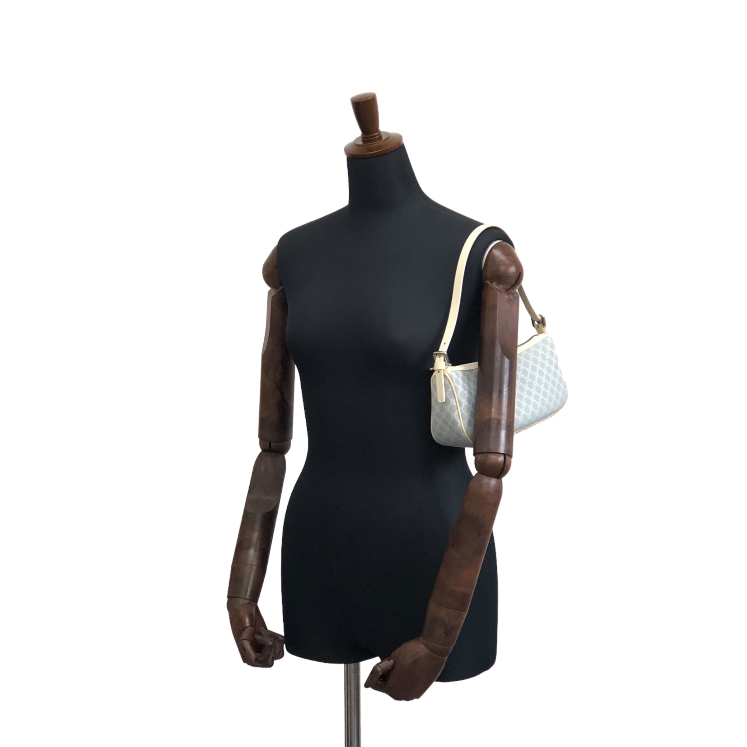 CELINE セリーヌ マカダム ショルダーバッグ 水色 ジャガード ミニ