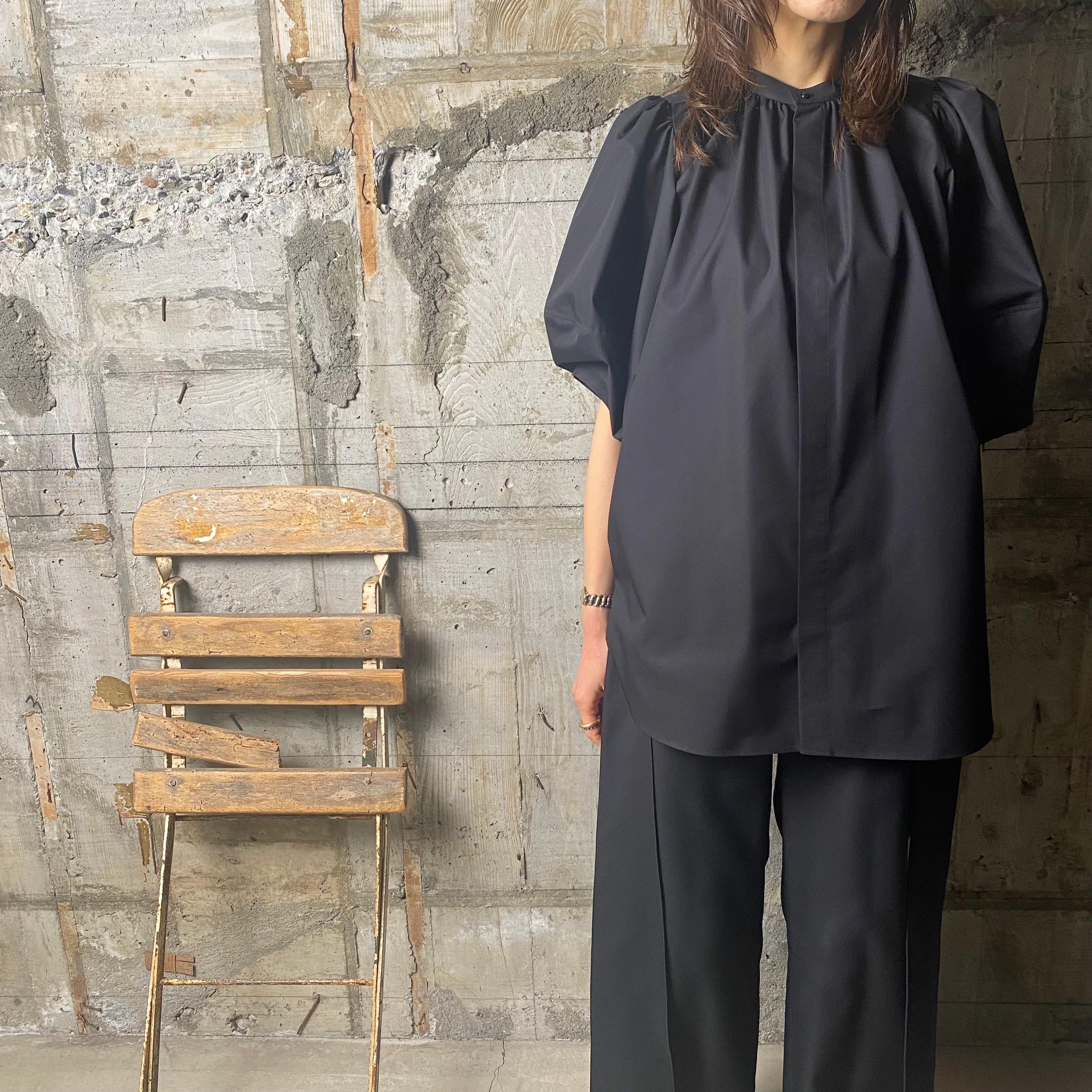 HYKE T/C BALLOON SLEEVE BLOUSE ブラックサイズ2