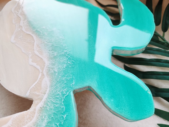 423.オーシャンレジンアート ホヌ型正面パネル小