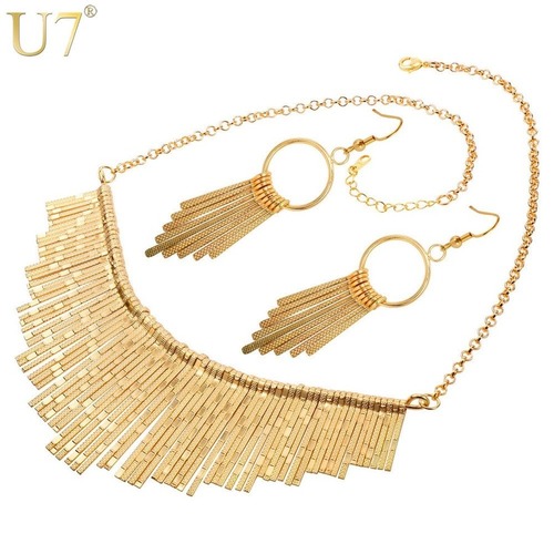 レディース ネックレス ピアス ジュエリーセット タッセル チョーカー セット パーティー シルバー カラー 80001686