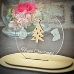 【クリスマス&お正月】季節を飾るミニパネル　小さなアクリルアート 2枚セット　ツリー&鏡餅　スタンド付き