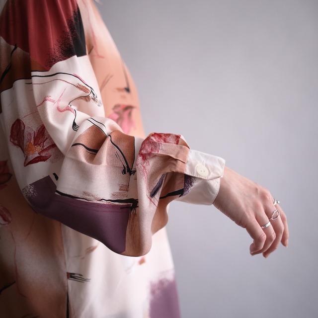 "和” motif flower art graphic loose shirt