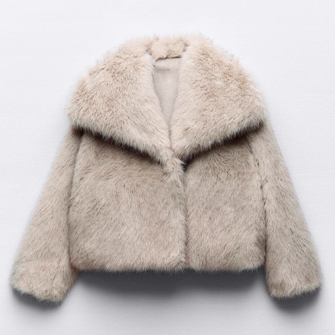 ビッグカラーフェイクファーショート丈コート JC0104