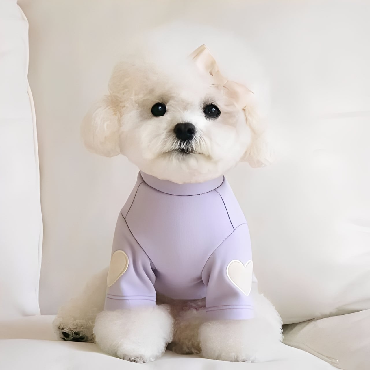 一部ご予約】ハート袖タートルネック 犬服 インナー 小型犬服 秋冬