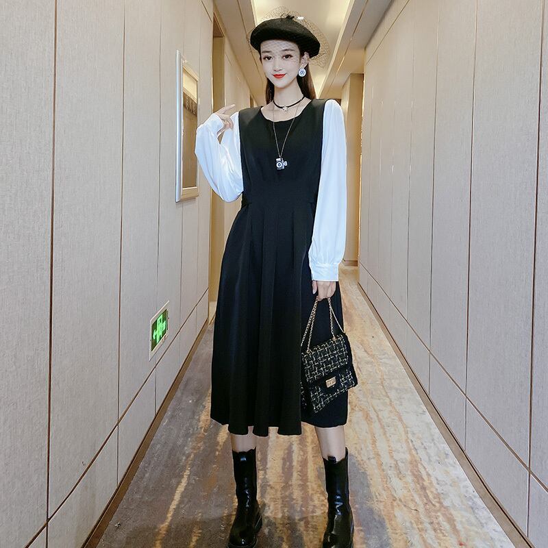 ラージサイズレディースウエスタンスタイルレディーススーツ長袖ブラウスTシャツルーズネットバージョンカジュアルツーピースファットmmドレス ミックスインファッション37134101568