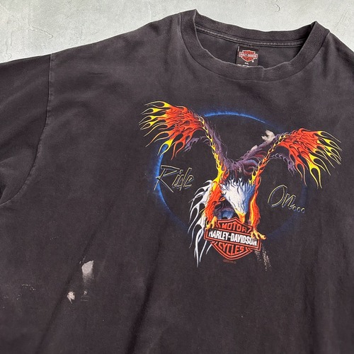 USA製　HARLEY DAVIDSON　両面　雰囲気系　フレイムイーグル　ハーレーTシャツ　黒　2XL 古着