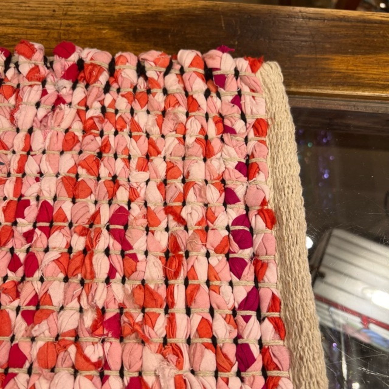 TOPANGA Homefurnishing　Recycle Cloth Rug Pink　50×80cm　リサイクルクロスラグ　ピンク　玄関マット　ベッド　ラグマット　リビング　玄関　椅子　サイドテーブル　コットン