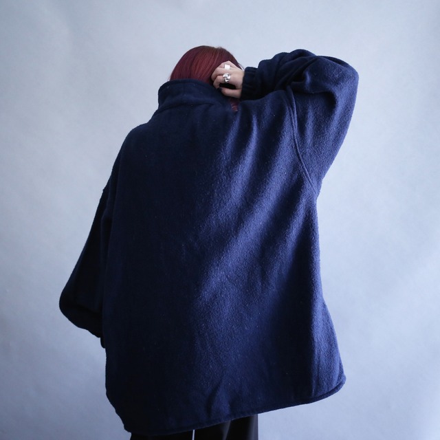 "狼" embroidery patch XXL over size high-neck pullover