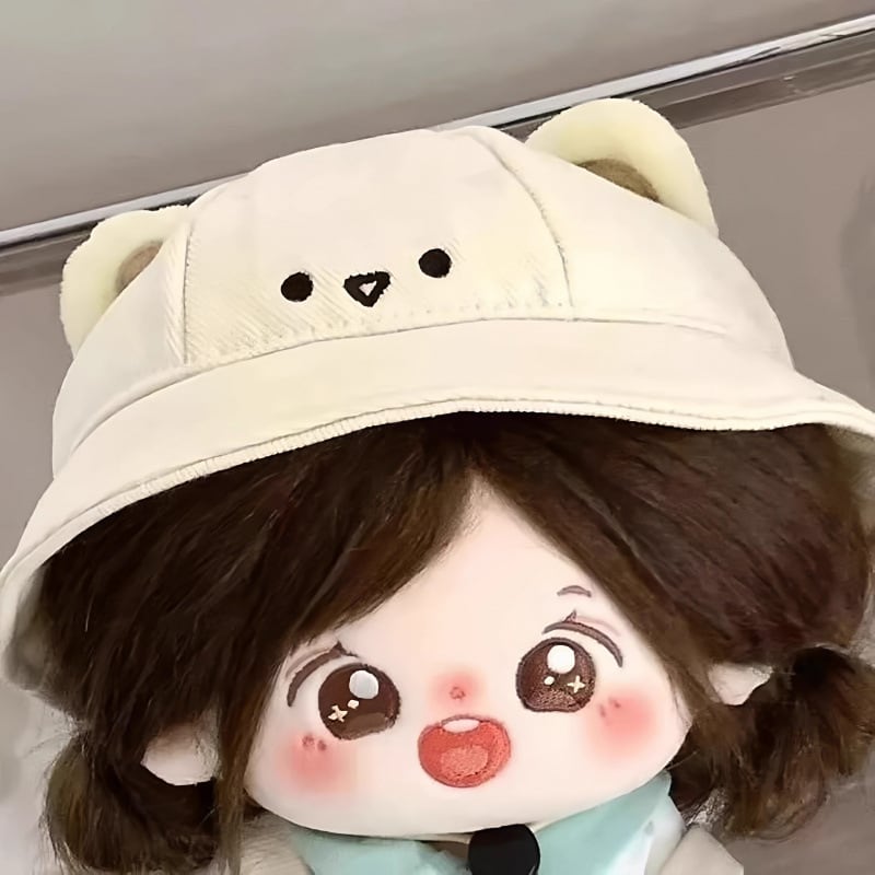 20cmぬいぐるみ用 ねこ柄トップス+サロペット+帽子+靴 カジュアル 着せ