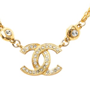 シャネル ココマーク チェーン ペンダント ネックレス ゴールド メッキ ラインストーン レディース CHANEL 【中古】