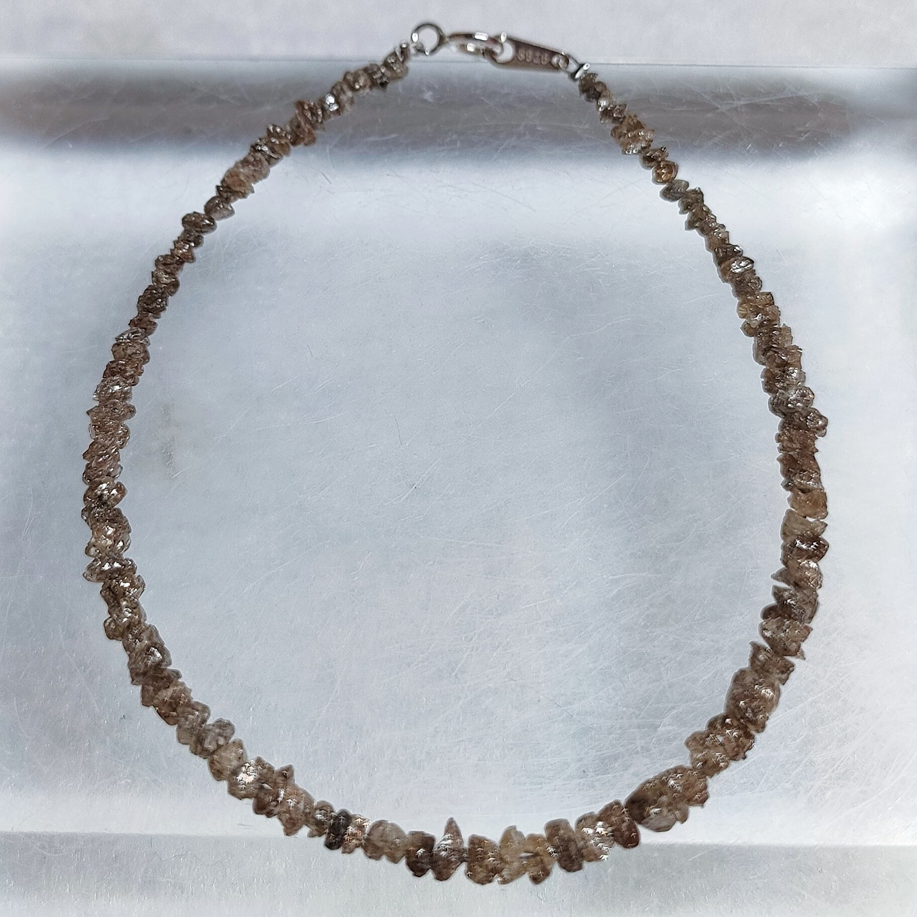 高品質 天然ブラウンダイヤモンド 原石ラフカット ブレスレット 約3mm  