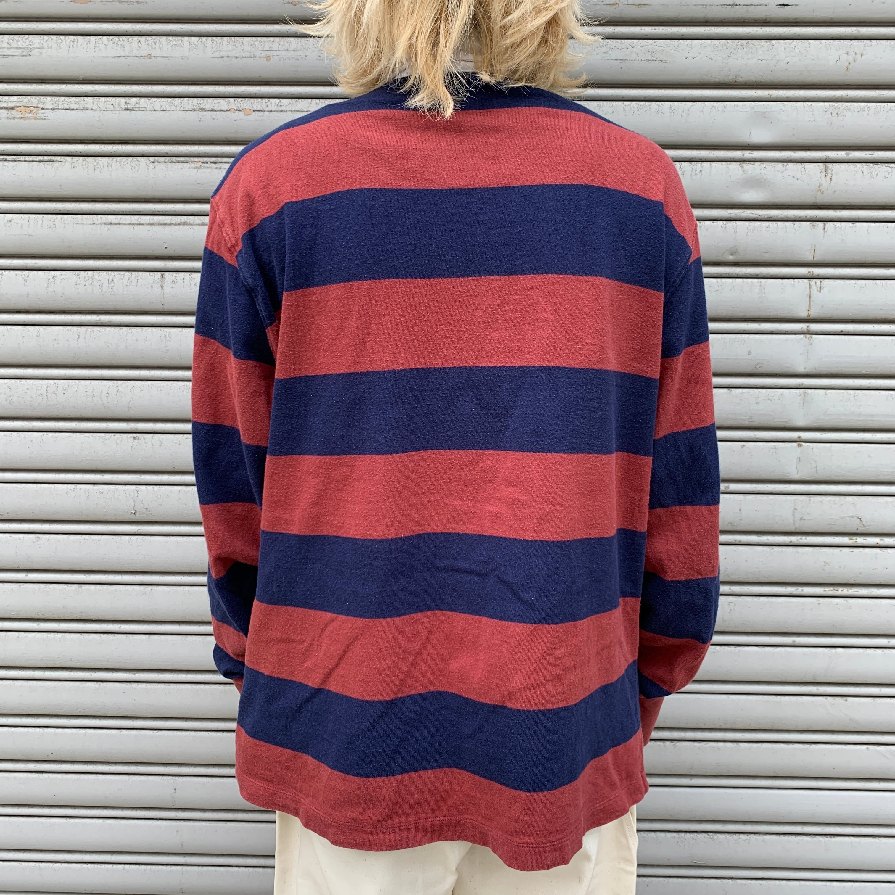 patagonia パタゴニア ボーダー柄ラガーシャツ 太ボーダー エンジ XL